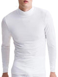 Hommes Col Haut Thermique Plaine Chemises Chaud Tee Tops Sous-Vêtements Slim Fit T-shirts SKUA77444