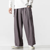 Mens Linen Straight Loose Wide-leg Pants SKUD78749