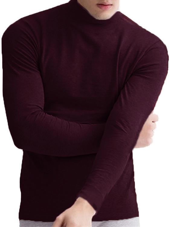 Mens High Collar Thermal Plain Shirts Warm Tee Tops Underwear Slim Fit T Shirts SKUA77444