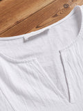 Lässige, einfarbige T-Shirts aus Leinen für Herren mit V-Ausschnitt SKUA29780