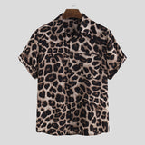 Chemises à manches courtes décontractées à imprimé léopard pour hommes SKUE22621