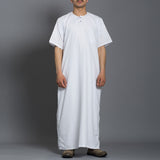 Men's Embroidery Short Sleeve Long Robe SKUF08605