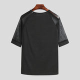 Durchsichtige Herren-T-Shirts aus Mesh mit kurzen Ärmeln und schmaler Passform SKUE64719