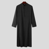 Men's Vintage Button Long Sleeve Loose Top Robe SKUF11919