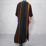 Mens Striped Button Long Sleeve Baggy Full Length Robe SKUF63207