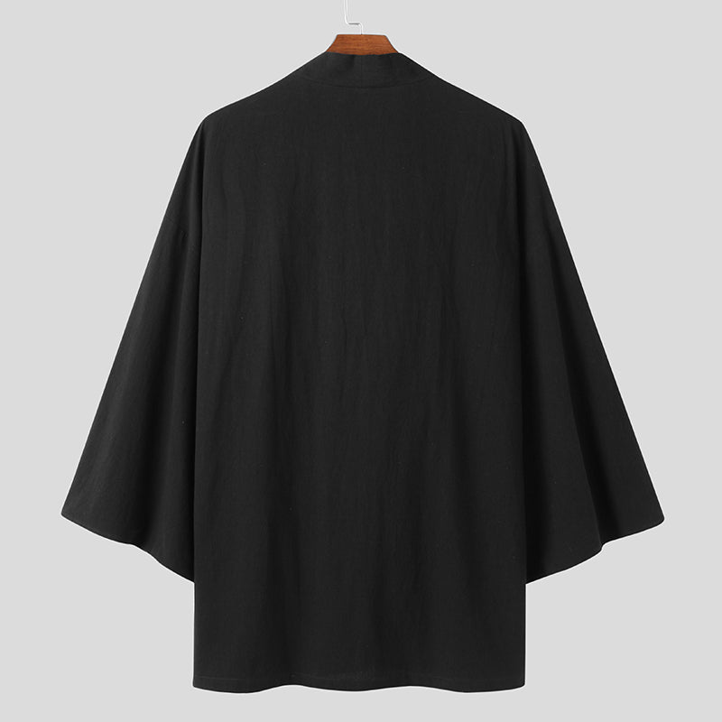 Mens Long Sleeve Cotton Linen Baggy Cardigan Jacket SKUG10084