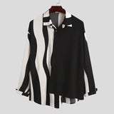 Chemises à manches longues à rayures patchwork pour hommes SKUG63001