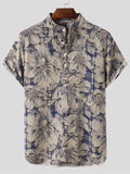 Chemises en coton et lin à fleurs pour hommes SKUF47184
