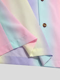 Herren-Kurzarmhemden mit Regenbogen-Streifendruck SKUH08233