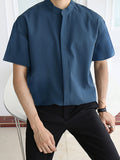 Men's Stand-up Collar Ice Silk Long-sleeved Shirts  SKUH05255