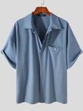 Mens Concealed Buttons Pockets Short-sleeved Shirts SKUH06023