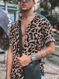 Mens Leopard Print Casual Short Sleeve Shirts SKUE22621