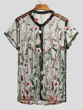Chemises à manches courtes en maille florale sexy pour hommes SKUH00565