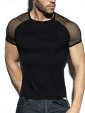 Sexy Patchwork-Mesh-Kurzarm-T-Shirts für Herren SKUH39435