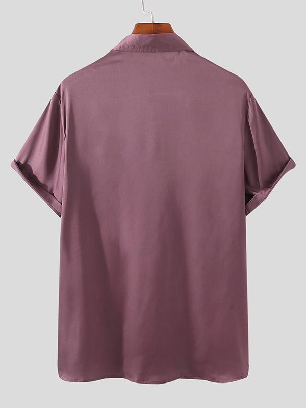 Mens Shiny Casual Short-sleeved Shirts SKUH42168