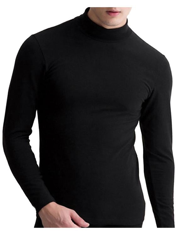 Mens High Collar Thermal Plain Shirts Warm Tee Tops Underwear Slim Fit T Shirts SKUA77444