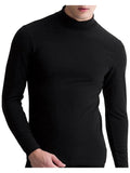 Hommes Col Haut Thermique Plaine Chemises Chaud Tee Tops Sous-Vêtements Slim Fit T-shirts SKUA77444