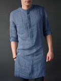 Men's Loose Long sleeve Mid-length Shirts SKUB79199