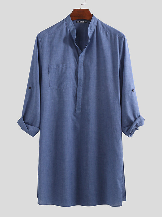 Men's Loose Long sleeve Mid-length Shirts SKUB79199 – INCERUNMEN