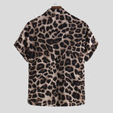 Chemises à manches courtes décontractées à imprimé léopard pour hommes SKUE22621
