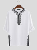 Ethnische Herren-T-Shirts mit V-Ausschnitt, weichen 3/4-Ärmeln, SKUC20639