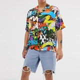 Chemises à manches courtes pour hommes avec boutons imprimés colorés SKUF03706