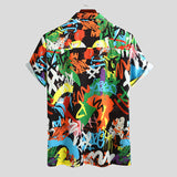 Chemises à manches courtes pour hommes avec boutons imprimés colorés SKUF03706