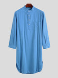 Mens Soft Casual Solid Color Long Sleeve Robe SKUF36831