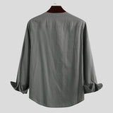 Lässige Henley-Hemden aus Leinen für Herren mit langen Ärmeln SKUF61007