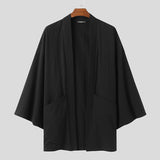 Langärmlige Baggy-Cardigan-Jacke für Herren aus Baumwolle und Leinen SKUG10084