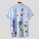 Mens Short Sleeve Flower Printed Casual Holiday Shirts SKUG86305