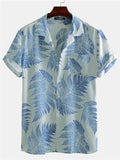 Men's Leaf Print Short Sleeve Shirts SKUF06169