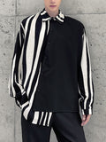 Chemises à manches longues à rayures patchwork pour hommes SKUG63001