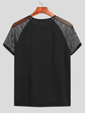 Sexy Patchwork-Mesh-Kurzarm-T-Shirts für Herren SKUH39435