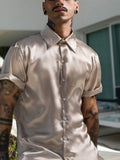 Mens Shiny Casual Short-sleeved Shirts SKUH42168